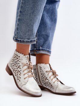 Chaussures montantes à lacets en cuir naturel gris – Step in style
