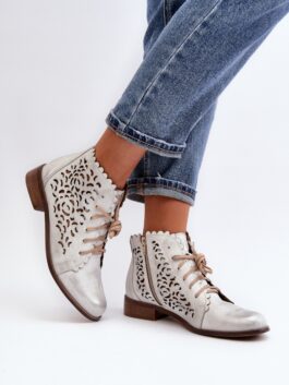 Chaussures montantes à lacets en cuir naturel gris – Step in style