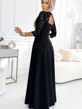 Robe longue haut en dentelle, noir – Numoco