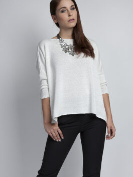 Pull surdimensionné avec un fil brillant chic, blanc – MKM