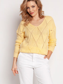 Pull ample et ajouré, jaune – MKM