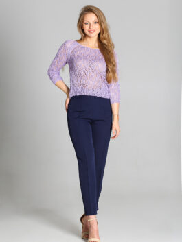 Pull en maille dentelle, violet – MKM