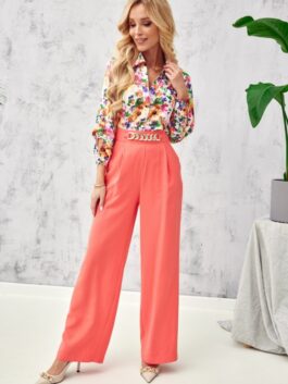 Pantalon femme large, orange – Roco Fashion