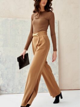 Pantalon femme large, beige – Roco Fashion