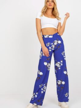 Pantalon femme à fleurs, bleu – Lakerta