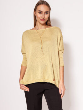 Pull surdimensionné avec un fil brillant chic, jaune – MKM