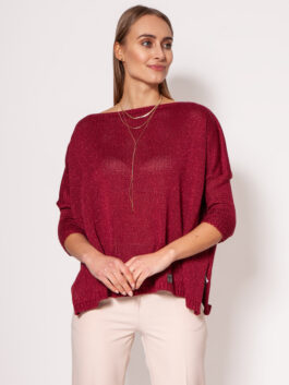 Pull surdimensionné avec un fil brillant chic, rouge – MKM