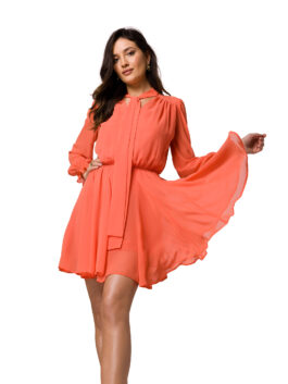 Mini robe en mousseline, corail – Makover