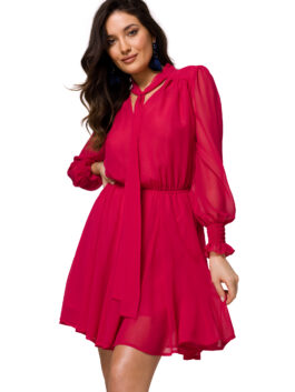 Mini robe en mousseline, fushia – Makover