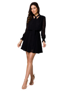 Mini robe en mousseline, noire – Makover