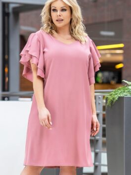 Robe grande taille coupe ample, rosé – Karko