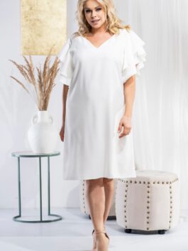 Robe grande taille coupe ample, blanc – Karko