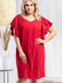 Robe grande taille coupe ample, rouge – Karko