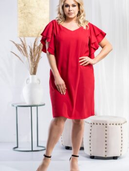 Robe grande taille coupe ample, rouge – Karko