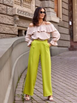 Pantalon long et large, vert clair – Roco Fashion