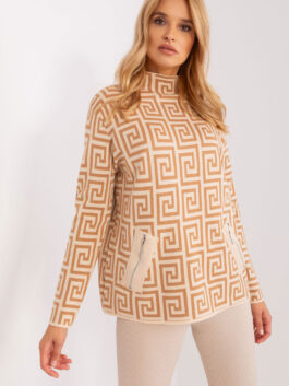 Pull 186730 AT beige et blanc