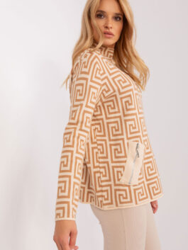 Pull 186730 AT beige et blanc