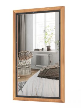 Miroir mural décoratif rustique, cadre en bois