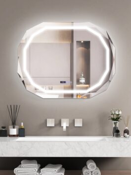 Miroir ovale de salle de bain avec LED antibuée fonction mémoire