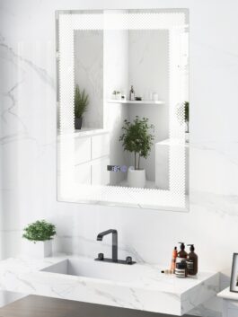 Miroir mural salle de bain avec LED et interrupteur tactile